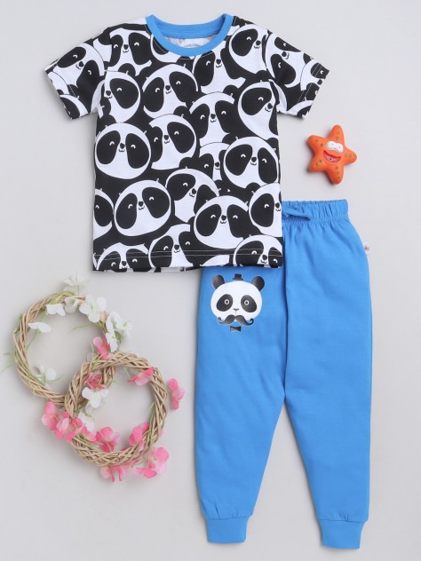 BUMZEE Black & Blue Boys Half Sleeves T-Shirt & Pyjama Set