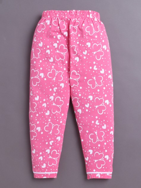 BUMZEE Pink Girls Full Sleeves Cotton Night Suit