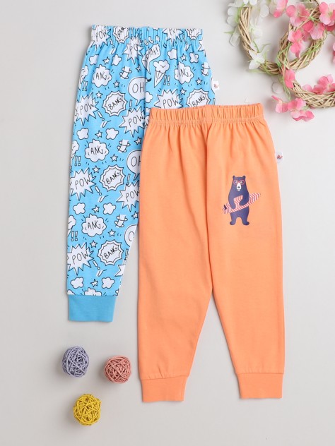 BUMZEE Orange & Blue Full Length Boys Pyjamas Pack Of 2