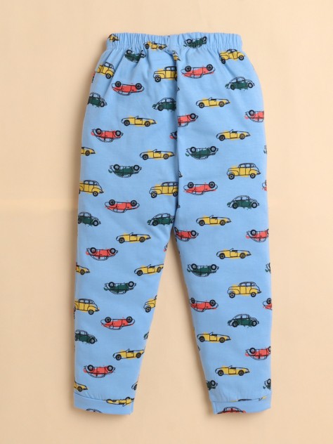 BUMZEE Sky Blue Boys Full Sleeves Cotton Night Suit