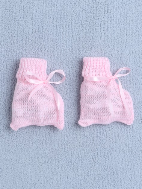 BUMZEE Pink Baby Girls Full Sleeves Acrylic Blend Sweater With Cap & Socks