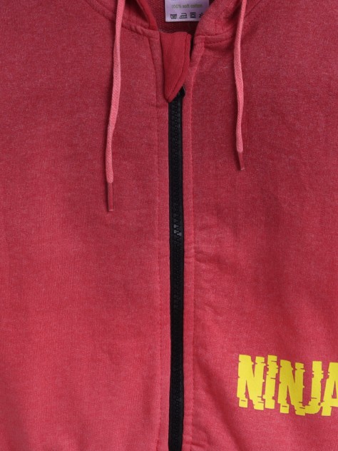 BUMZEE Coral Boys Full Sleeves Cotton Hooded Zipper Sweatshirt
