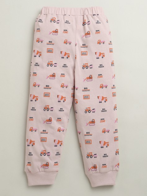 BUMZEE Dusty Pink Boys Full Sleeves Cotton T-Shirt & Pyjama Set