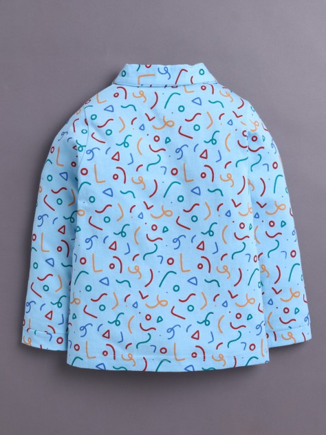 BUMZEE Blue Girls Full Sleeves Cotton Night Suit