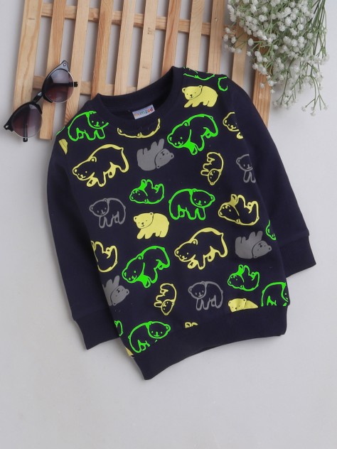 BUMZEE Navy Boys Full Sleeves Glow In The Dark Sweatshirt