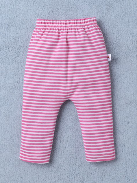 BUMZEE Pink & White Baby Girls Diaper Pants / Leggings / Pyjamas Pack Of 3