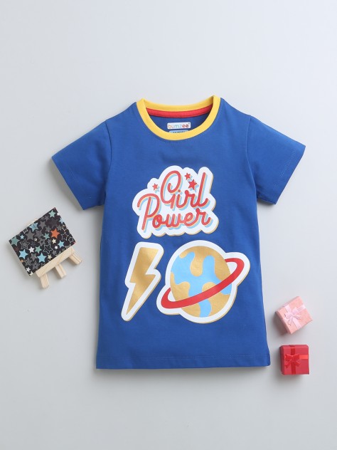 BUMZEE Royal Blue Girls Half Sleeves T-Shirt