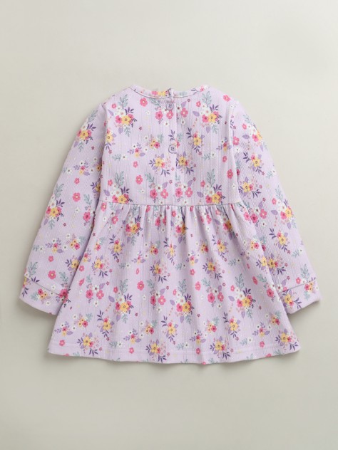 BUMZEE Lavender Girls Full Sleeves Poly Blend Frock Dress
