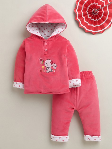 BUMZEE Coral Girls Full Sleeves Cotton Blend Winter Wear Set