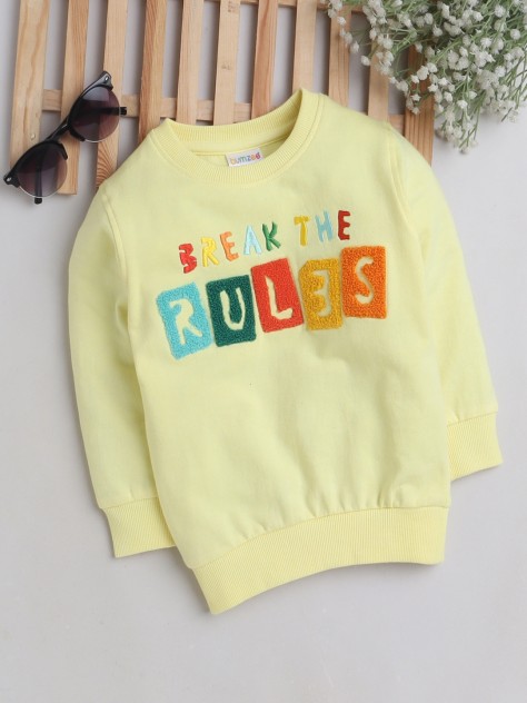 BUMZEE Yellow Boys Full Sleeves Sweatshirt