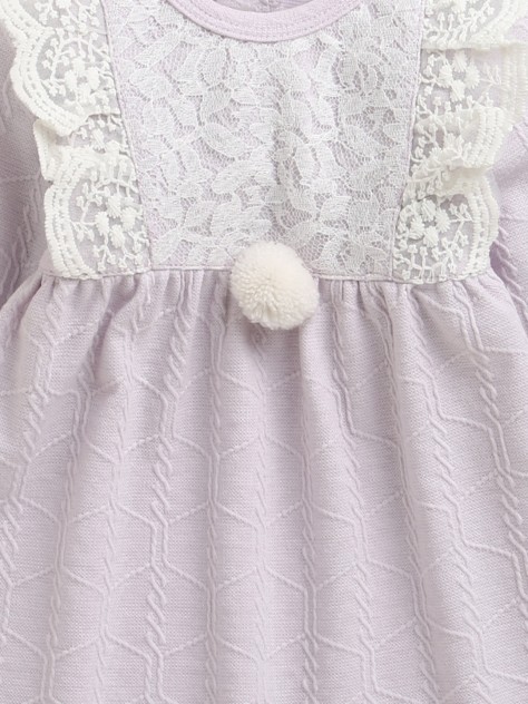 BUMZEE Lavender Girls Full Sleeves Cotton Frock Dress