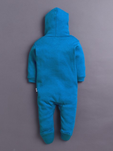 BUMZEE Royal Blue & White Baby Boys Full Sleeves Hooded Sleepsuit Pack Of 2