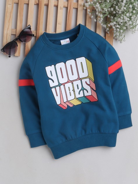 BUMZEE Green Boys Full Sleeves Sweatshirt