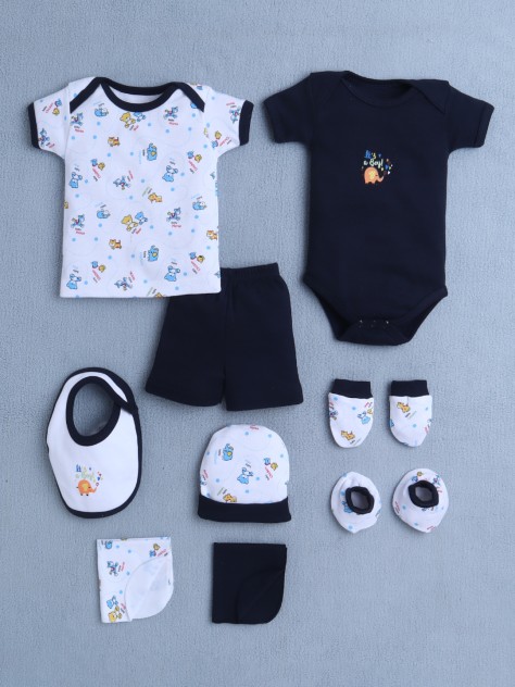 BUMZEE Navy & White Baby Boys Baby Gift Set Pack Of 9