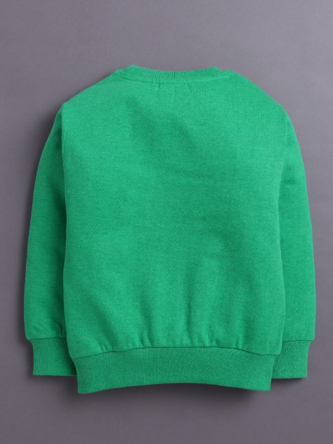 BUMZEE Green Girls Full Sleeves Cotton Sweatshirt