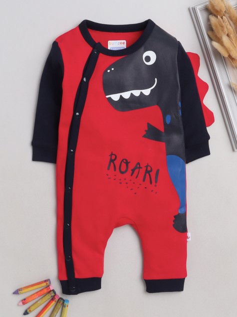 BUMZEE Red Boys Full Sleeves Fashion Trendy Sleepsuit