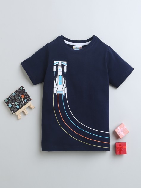 BUMZEE Navy Boys Half Sleeves T-Shirt