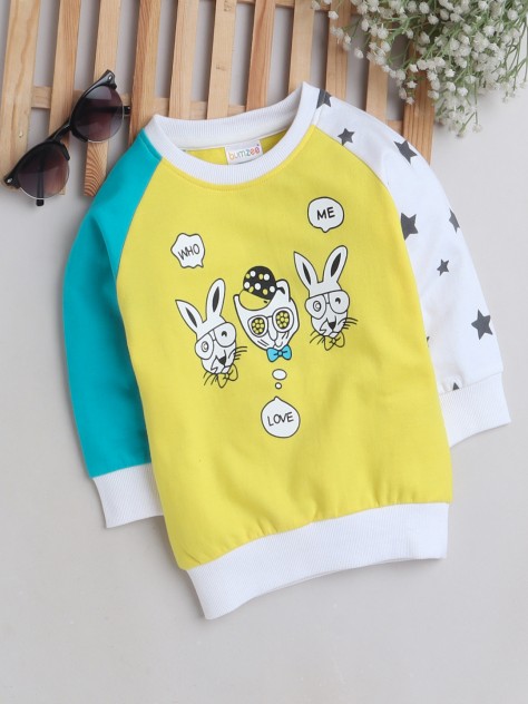 BUMZEE Yellow Girls Full Sleeves Sweatshirt