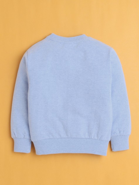 BUMZEE Sky Blue Girls Full Sleeves Cotton Sweatshirt