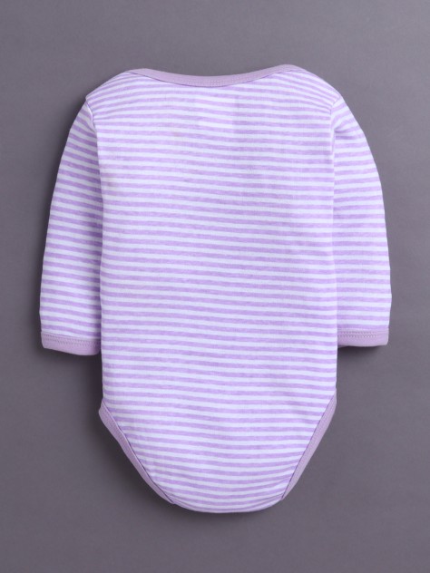 BUMZEE Lavender & White Baby Girls Full Sleeves Cotton Bodysuit Onesies Pack Of 3