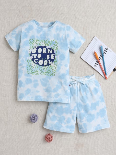 BUMZEE Sky Blue Boys Half Sleeves T-Shirt & Short Set