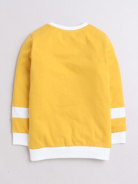 BUMZEE Mustard Girls Full Sleeves Cotton Sweatshirt