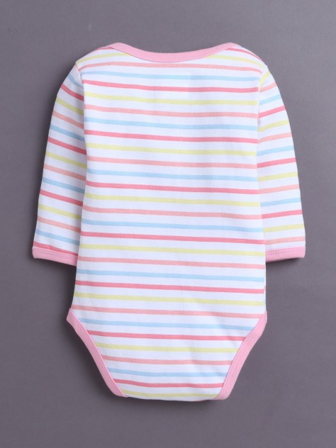 BUMZEE Pink & White Baby Girls Full Sleeves Cotton Bodysuit Onesies Pack Of 3