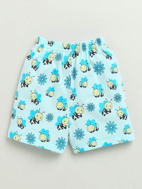 BUMZEE Sky Blue Baby Boys Half Sleeves Jabla & Short Set