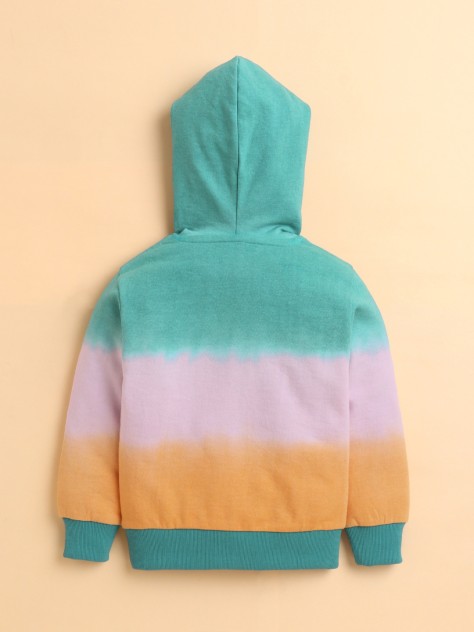 BUMZEE Multi Girls Full Sleeves Cotton Hooded Sweatshirt