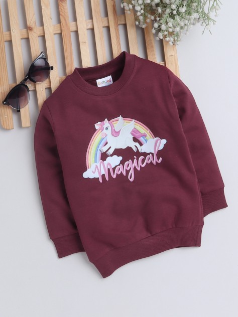 BUMZEE Maroon Girls Full Sleeves Sweatshirt