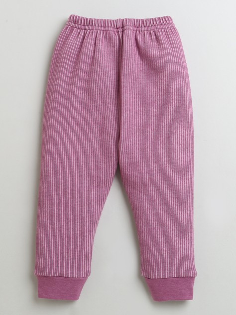 BUMZEE Dark Pink & Mauve Girls Cotton Thermal Joggers Pack Of 2