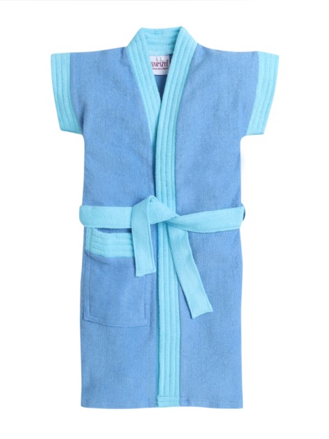 Bumzee Blue & Sky Blue Terry Cotton Boys Bathrobe