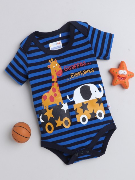 BUMZEE Blue Boys Half Sleeves Bodysuit