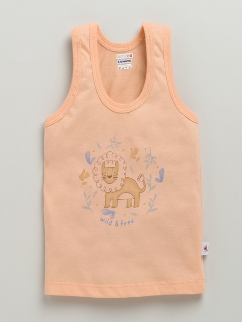 BUMZEE Boys Sleeveless Vest Orange & Lime Green Pack of 3
