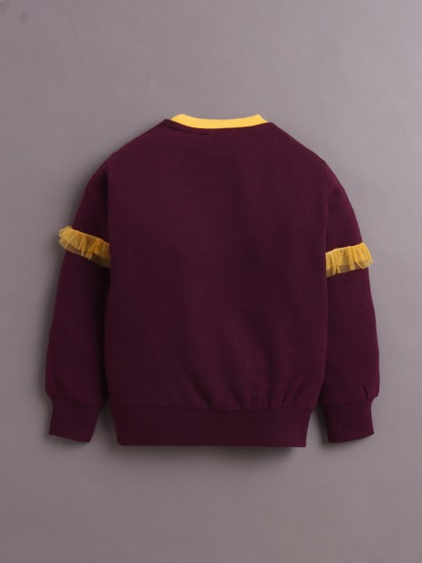 BUMZEE Wine Girls Full Sleeves Cotton Sweatshirt