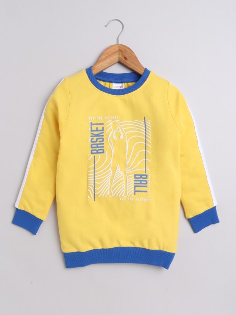 BUMZEE Yellow Boys Full Sleeves Cotton Sweatshirt