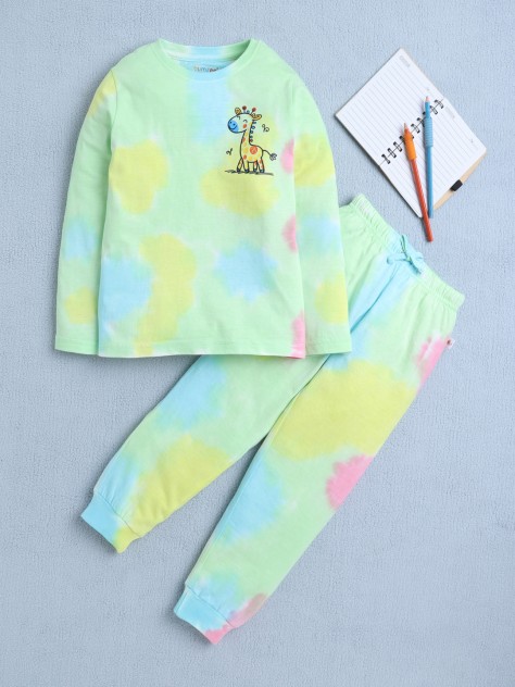 BUMZEE Multi Girls Full Sleeves T-Shirt & Pyjama Set