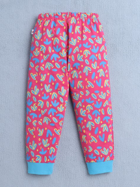 BUMZEE Pink Girls Half Sleeves T-Shirt & Pyjama Set