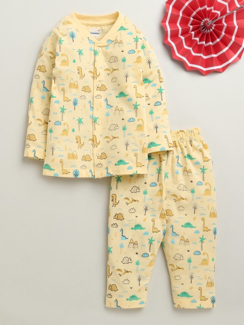 BUMZEE Yellow Baby Boys Full Sleeves Jabla & Pyjama Set