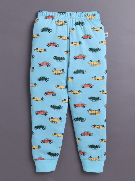BUMZEE Sky Blue Boys Full Sleeves Cotton T-Shirt & Pyjama Set