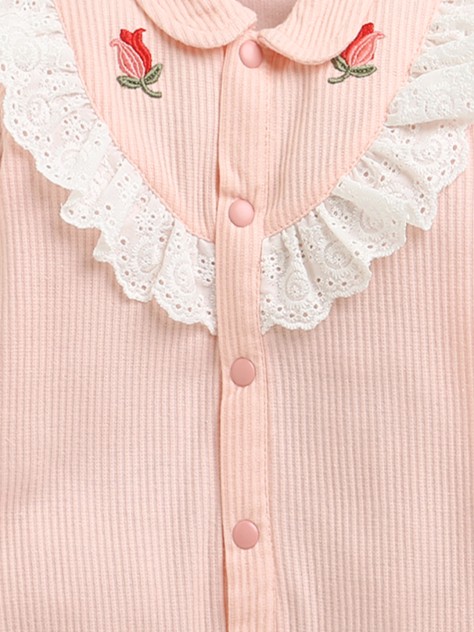 BUMZEE Pink Girls Full Sleeves Cotton Trendy Sleepsuit Romper