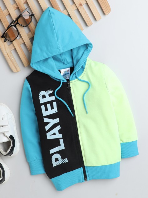 BUMZEE Morpho Blue Boys Full Sleeves Hooded Sweatshirt