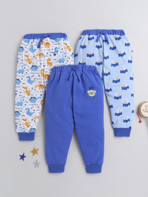 BUMZEE Sky Blue & White Full Length Boys Pyjamas Pack Of 3