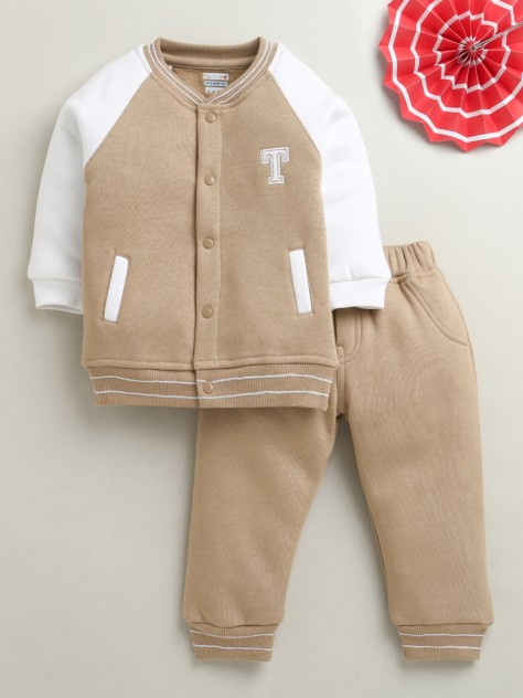 BUMZEE Brown Boys Full Sleeves Cotton Blend Winter Set