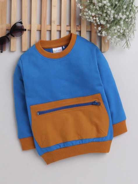 BUMZEE Blue Boys Full Sleeves Sweatshirt