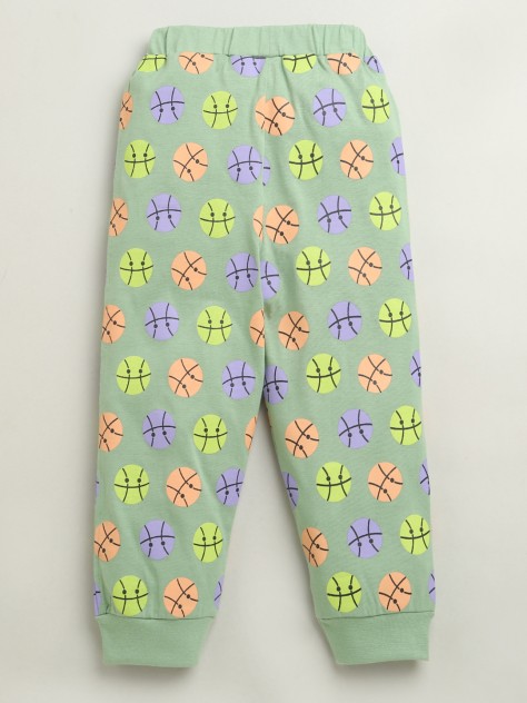 BUMZEE Green Boys Full Sleeves Cotton T-Shirt & Pyjama Set