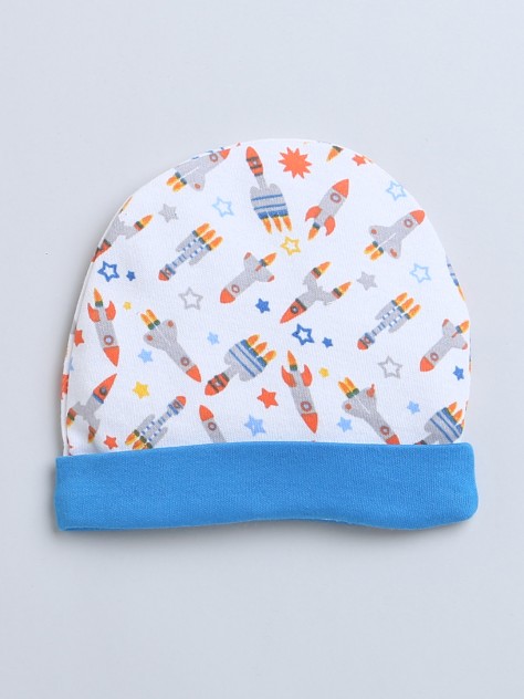 BUMZEE Multi & White Baby Boys Round Cap Pack Of 2