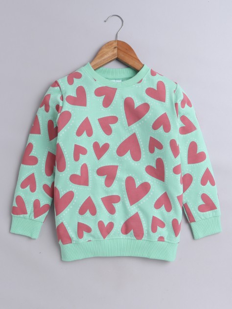 BUMZEE Mint Green Girls  Full Sleeves Cotton Sweatshirt