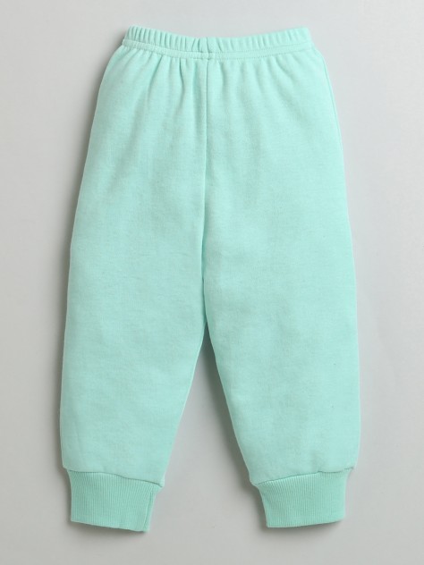 BUMZEE Mint Green Girls Full Sleeves Cotton Sweatshirt & Jogger Set