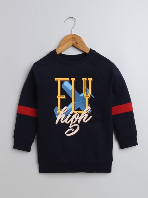 BUMZEE Navy Boys Full Sleeves Cotton Sweatshirt